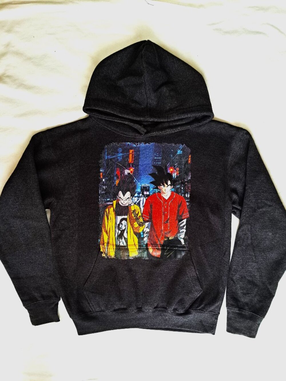 Dragon Ball Z Gray Hoodie Vegeta and Goku Tween Boy XL Sweat Shirt Thick & Heavy